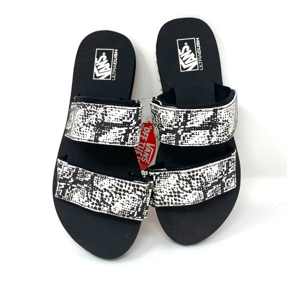 💖MEGA SALE💖VANS Cayucas Slide Snake White Black Sandals Women's VN0A3MW228Z - Picture 4 of 8